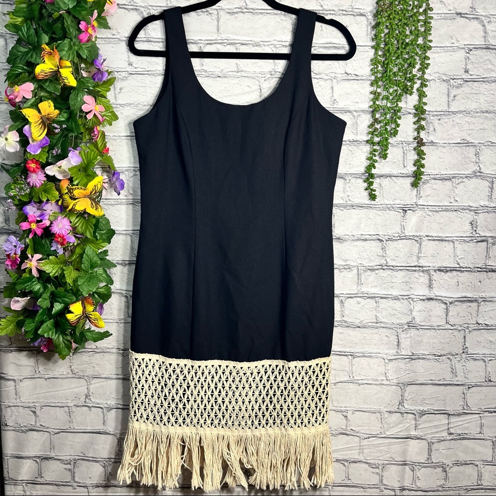 +Vintage Lang Originals Sleeveless Crotched Fringe Dress Size 8/Medium